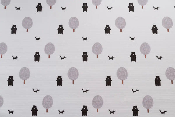 Forrest Grey playmat. Side B has a tree and bear pattern. 